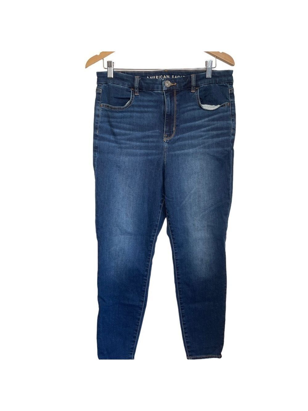 American Eagle Women's Curvy Hi Rise Stretch Blue Denim Jeans Size  Short